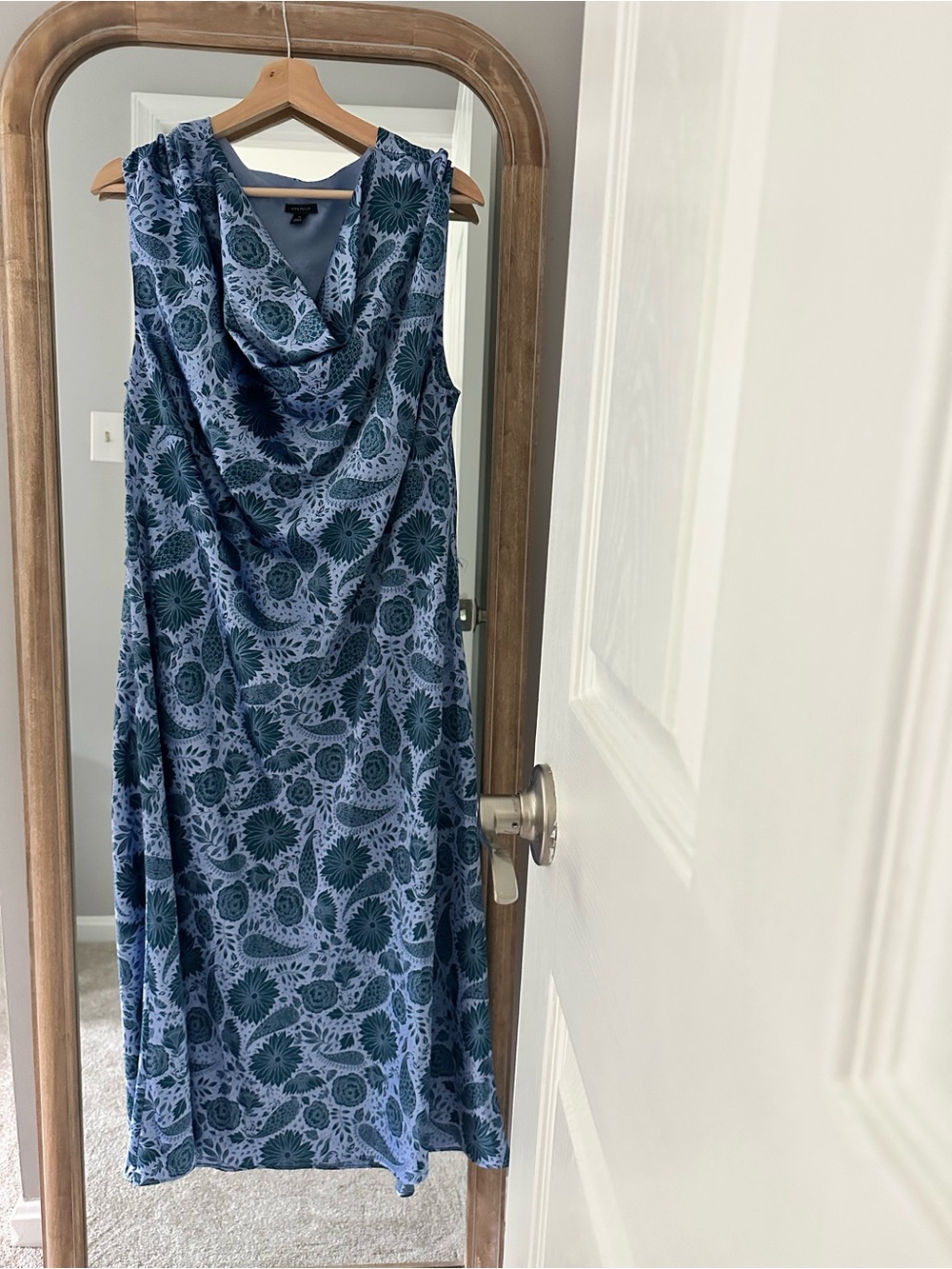 Ann Taylor Blue Floral Cowl-Neck Maxi Dress